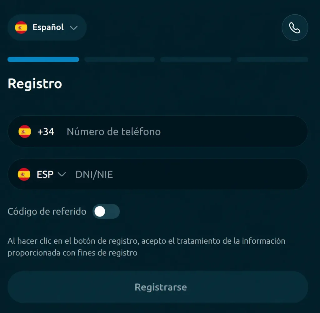 Formulario de registro de Crocobet ES